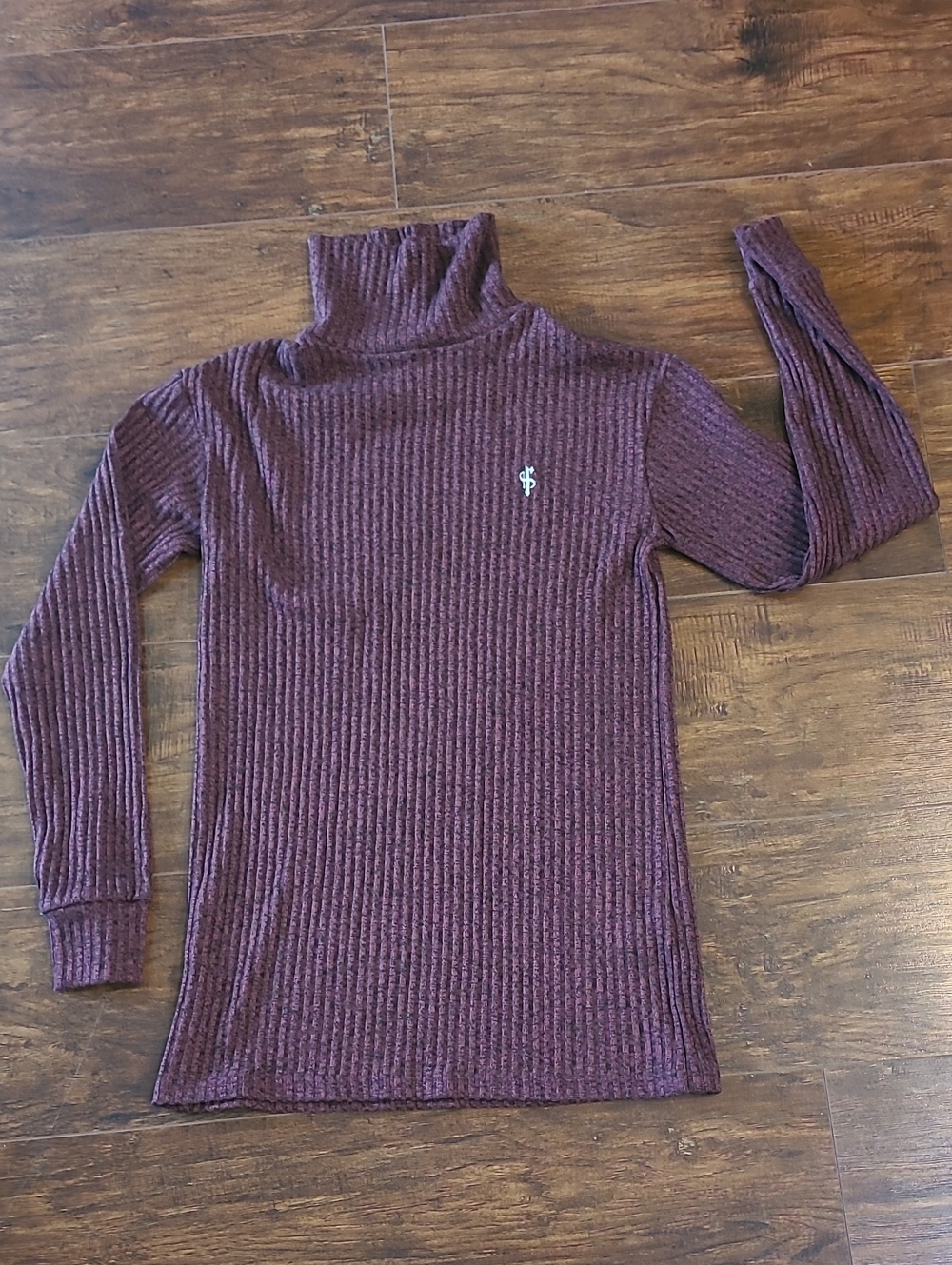 Father Sons Slim Fit Burgandy Ribbed Turtleneck Sweater Size S - Picture 2 of 10
